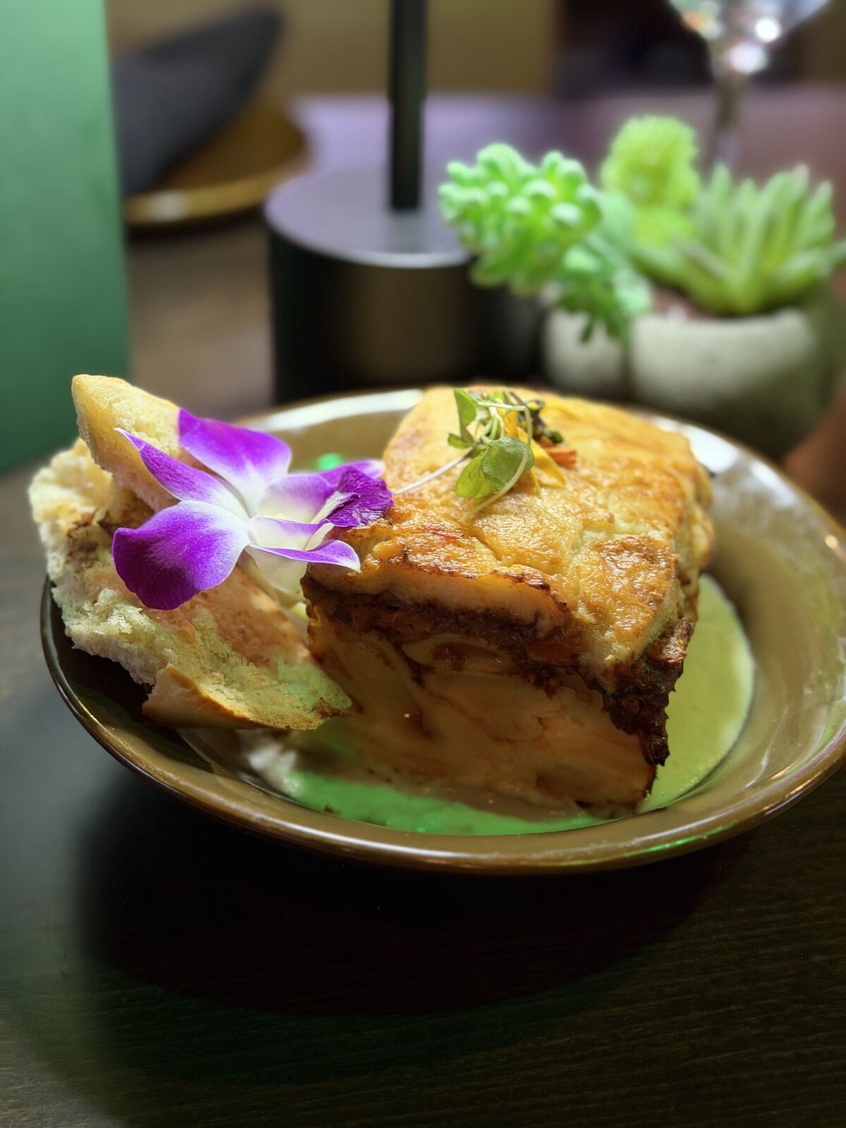 Small plate with edible orchid